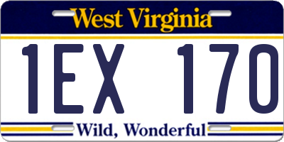 WV license plate 1EX170