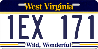 WV license plate 1EX171