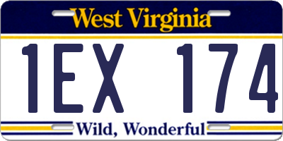 WV license plate 1EX174