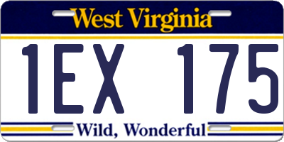 WV license plate 1EX175