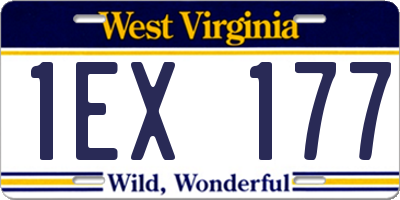 WV license plate 1EX177