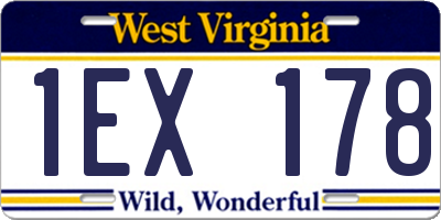 WV license plate 1EX178