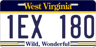 WV license plate 1EX180