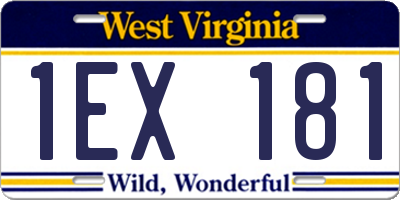 WV license plate 1EX181