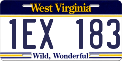 WV license plate 1EX183