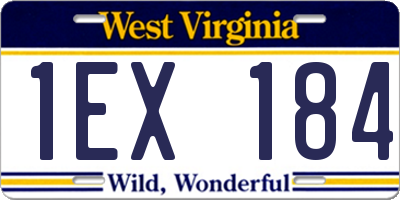 WV license plate 1EX184