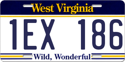 WV license plate 1EX186