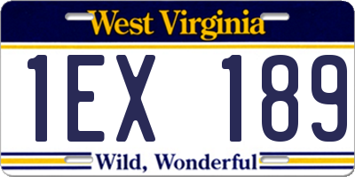 WV license plate 1EX189