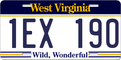 WV license plate 1EX190