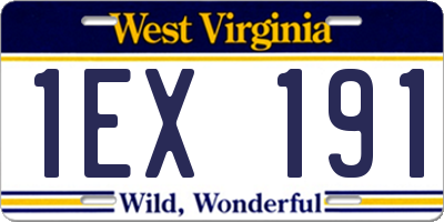 WV license plate 1EX191
