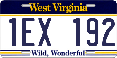 WV license plate 1EX192