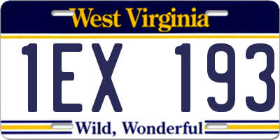 WV license plate 1EX193