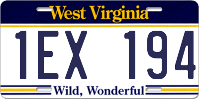 WV license plate 1EX194