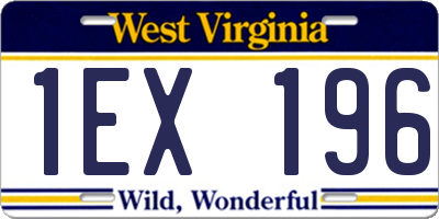 WV license plate 1EX196