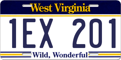 WV license plate 1EX201