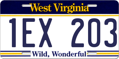 WV license plate 1EX203