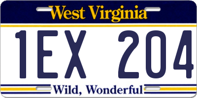 WV license plate 1EX204