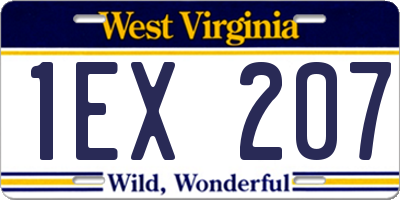 WV license plate 1EX207
