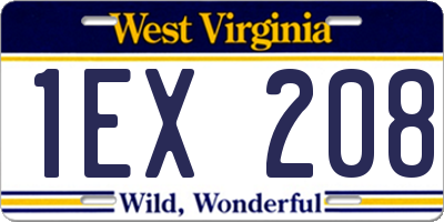WV license plate 1EX208