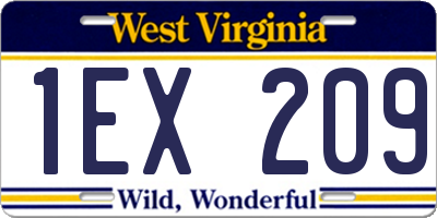 WV license plate 1EX209