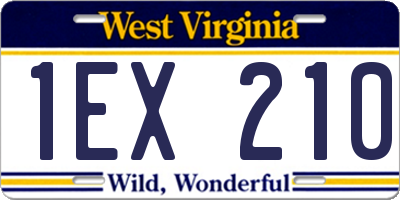 WV license plate 1EX210