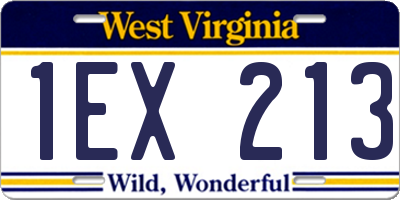 WV license plate 1EX213