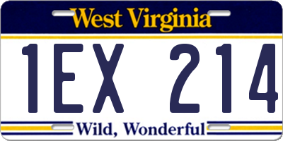 WV license plate 1EX214
