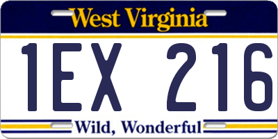 WV license plate 1EX216