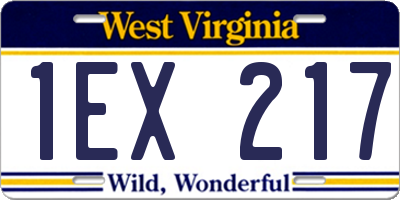 WV license plate 1EX217