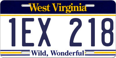 WV license plate 1EX218