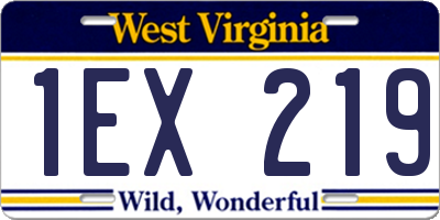 WV license plate 1EX219