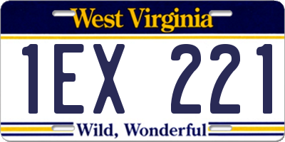 WV license plate 1EX221