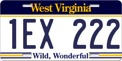 WV license plate 1EX222