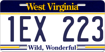 WV license plate 1EX223