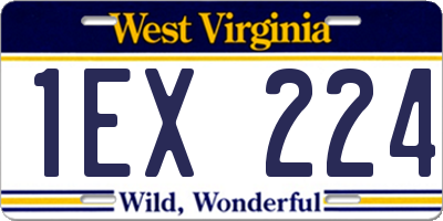 WV license plate 1EX224