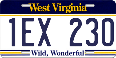 WV license plate 1EX230