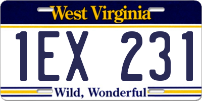 WV license plate 1EX231