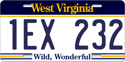 WV license plate 1EX232