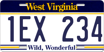 WV license plate 1EX234