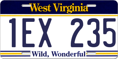 WV license plate 1EX235