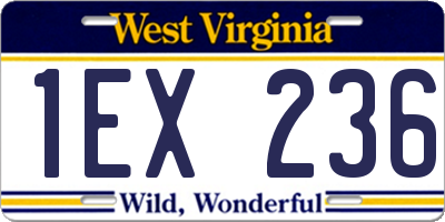 WV license plate 1EX236