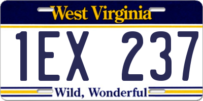 WV license plate 1EX237