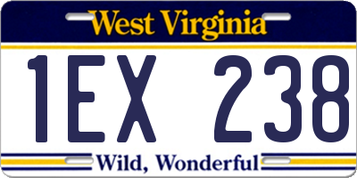 WV license plate 1EX238
