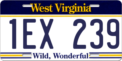 WV license plate 1EX239