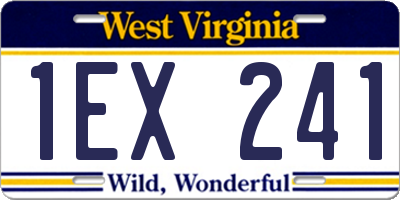WV license plate 1EX241