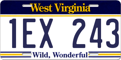 WV license plate 1EX243