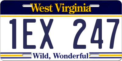 WV license plate 1EX247
