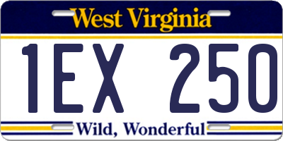 WV license plate 1EX250