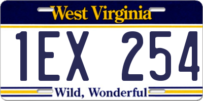WV license plate 1EX254