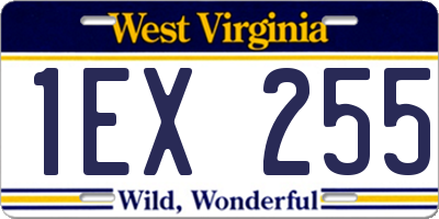 WV license plate 1EX255